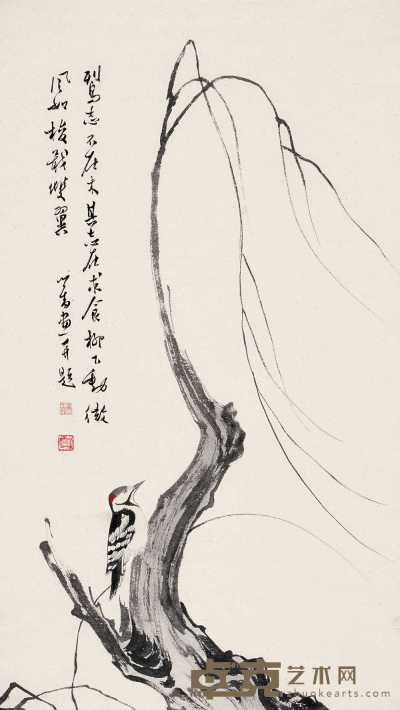 溥儒 春柳鴷鸟图 轴 83×47cm